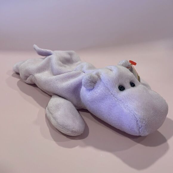 1993 Vintage Original Ty Beanie Baby Happy the Purple Hippopotamus w All Tags 9” - Picture 3 of 11